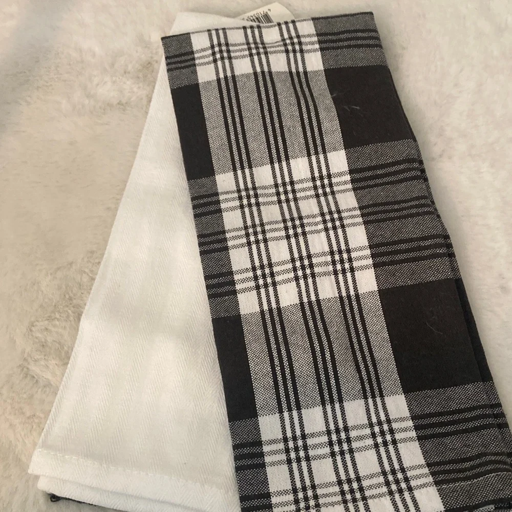 Target BP 2021 White and Black Dish Towels with Tassels